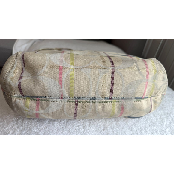 Coach Bag Poppy Glam Tote Tattersall Lurex Sequin Signature Metallic golden Sz-M - Picture 7 of 15